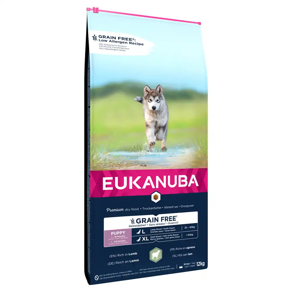 Eukanuba Grain Free Puppy razas grandes con cordero - 12 kg