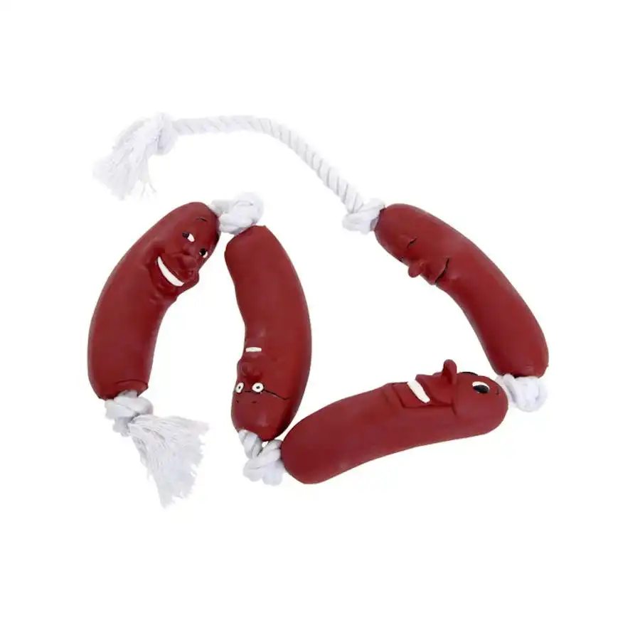 Flamingo Salchichas con cuerda juguete para perros