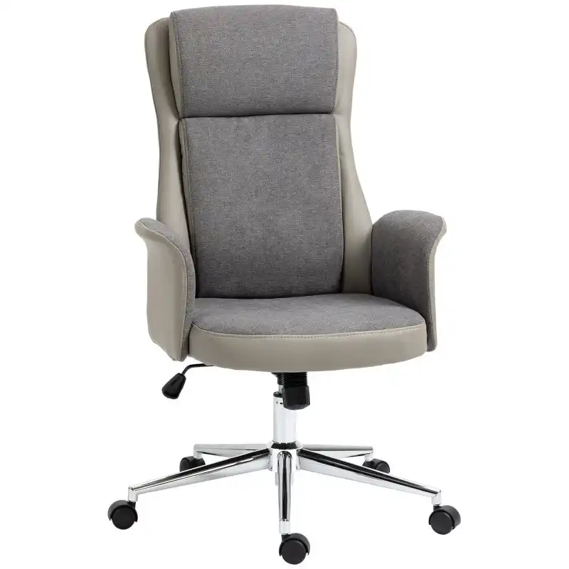 Vinsetto Silla de Escritorio Tapizada PU con Altura Ajustable Gris