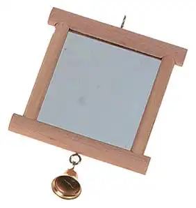 Flamingo Espejo de madera con campana para pájaros