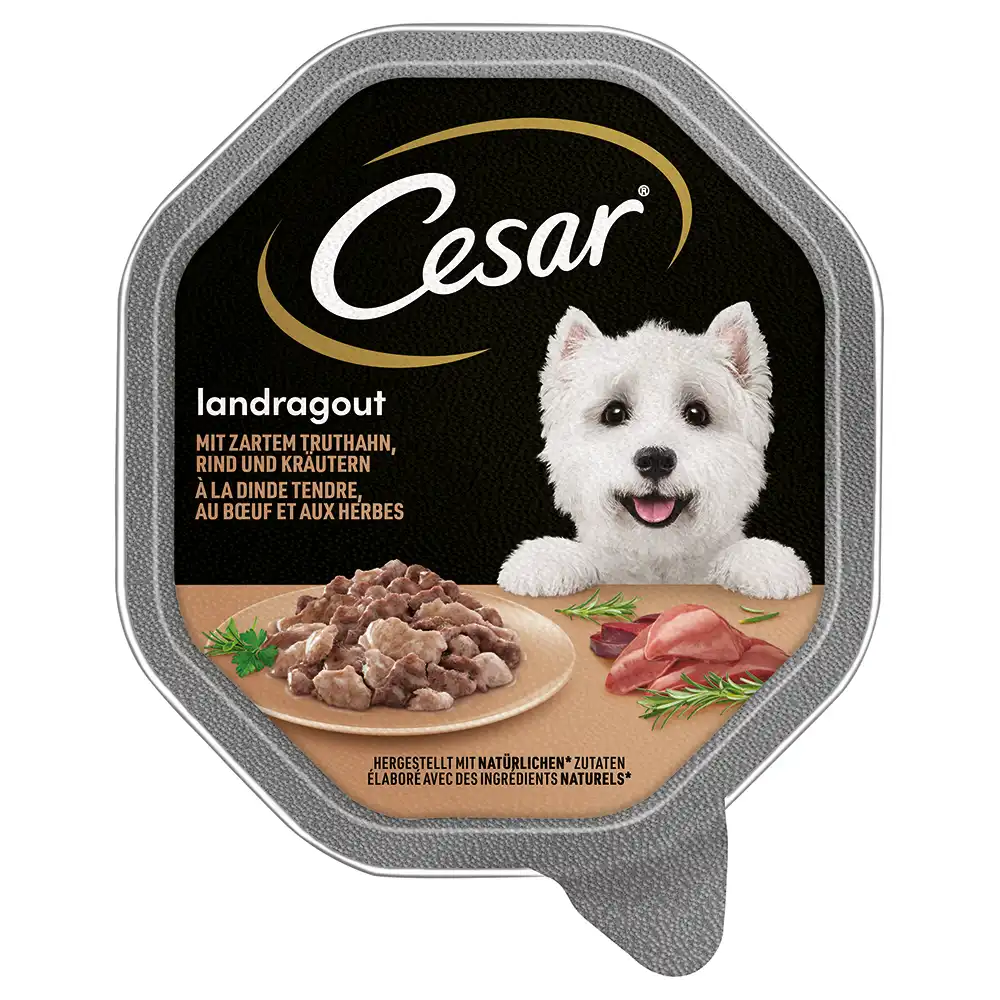 Cesar en tarrinas 14 x 150 g - Recetas campesinas con pavo, vacuno y hierbas