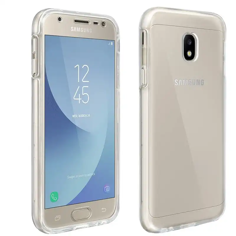 Avizar Fundas Protectora de Silicona y Policarbonato Protección 360º Transparente para Samsung Galaxy J3 2017