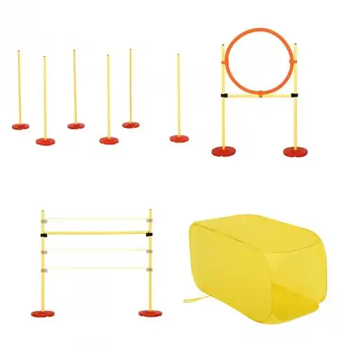 Set de agilidad PawHut para mascotas ajustable color Amarillo