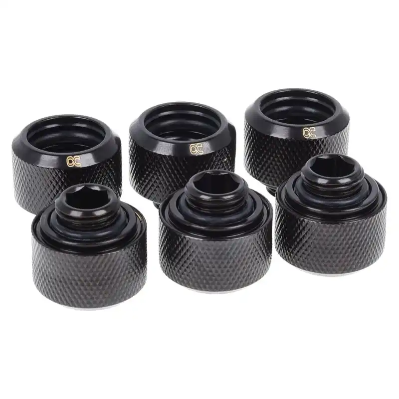 Alphacool Eiszapfen Pack 6 Racores de Compresión para Tubo Rígido 16/10mm Negros