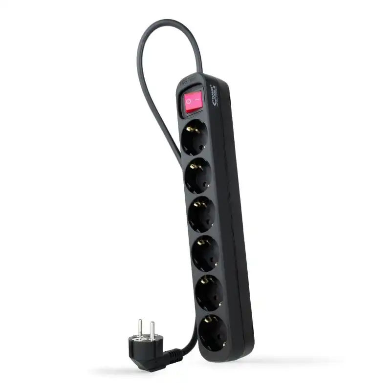 Nanocable Regleta con Protección 6 Tomas Schuko 1.4m Negra