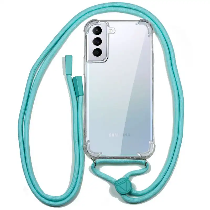 Cool Funda Transparente con Cordón Liso Celeste para Samsung Galaxy S21 Plus