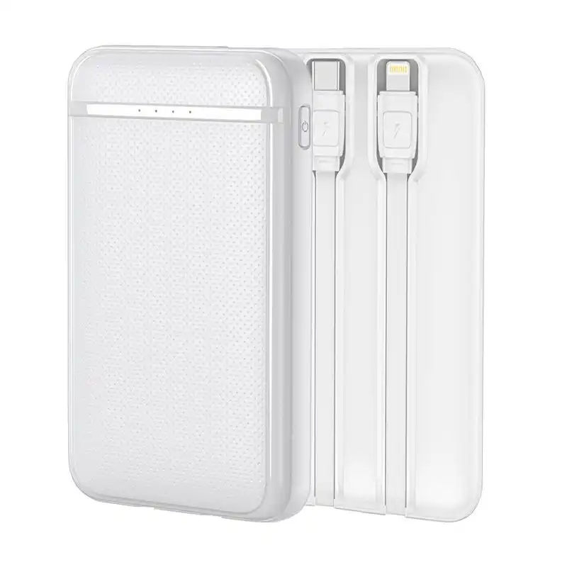 Cool Batería Externa Power Bank 5000 mAh con Cables USB-C / Lightning Blanco