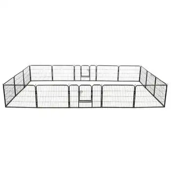 Corral Para Perros 16 Paneles De Acero 60x80 Cm Negro Vidaxl