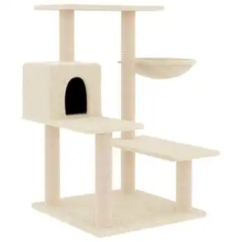 Rascador Para Gatos Con Postes De Sisal Color Crema 82,5 Cm Vidaxl