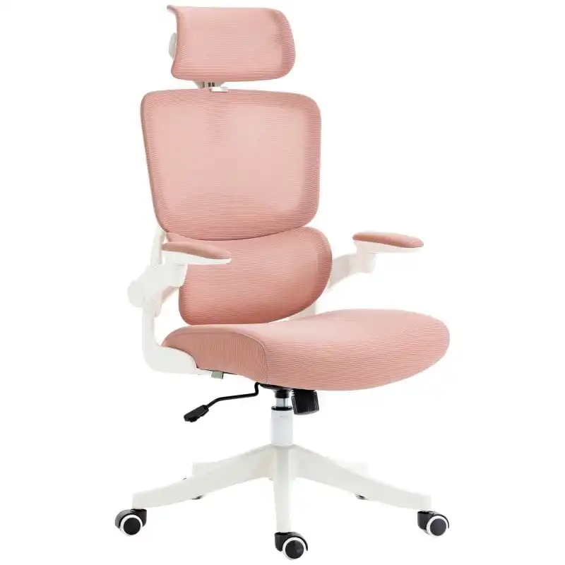 Vinsetto Silla De Oficina De Malla Giratoria Respaldo Alto 62x58x120-133 Cm Rosa
