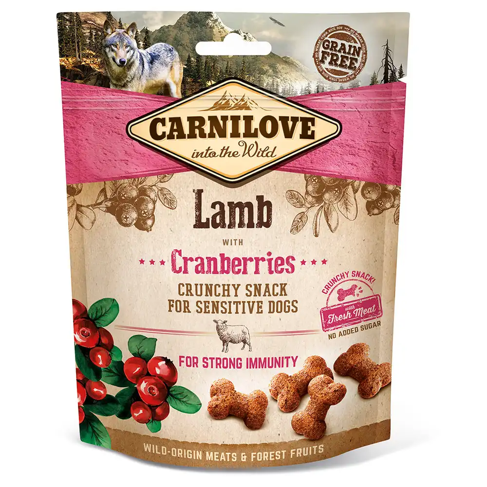 Carnilove Golosinas crujientes de cordero y arándanos para perros - 200 g