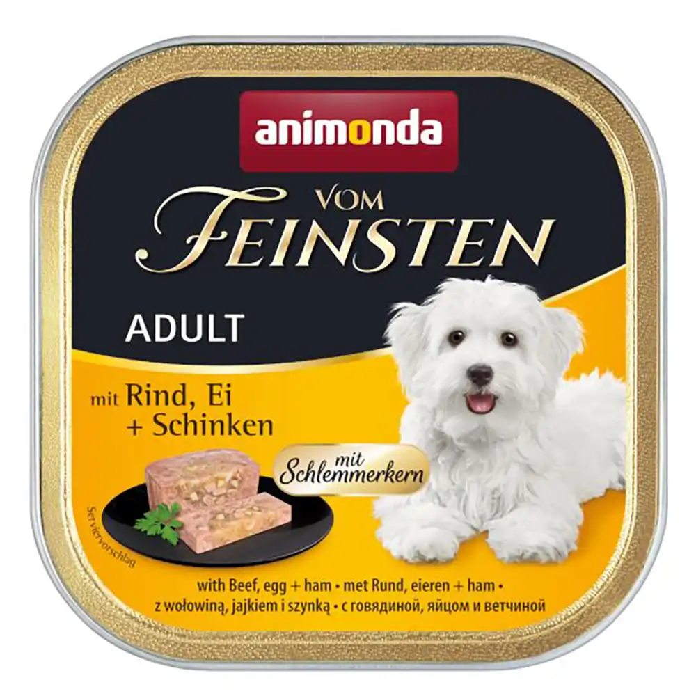 animonda vom Feinsten Adult 22 x 150 g - Centro gourmet con vacuno, huevo y jamón